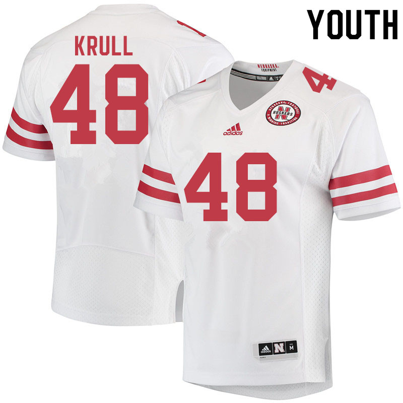 Youth #48 Bryson Krull Nebraska Cornhuskers College Football Jerseys Sale-White - Click Image to Close
